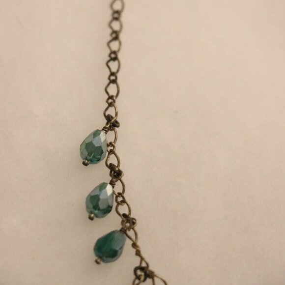 15" Blue crystal tear drop chain vintage necklace, possible Swarovski - Picture 5 of 5